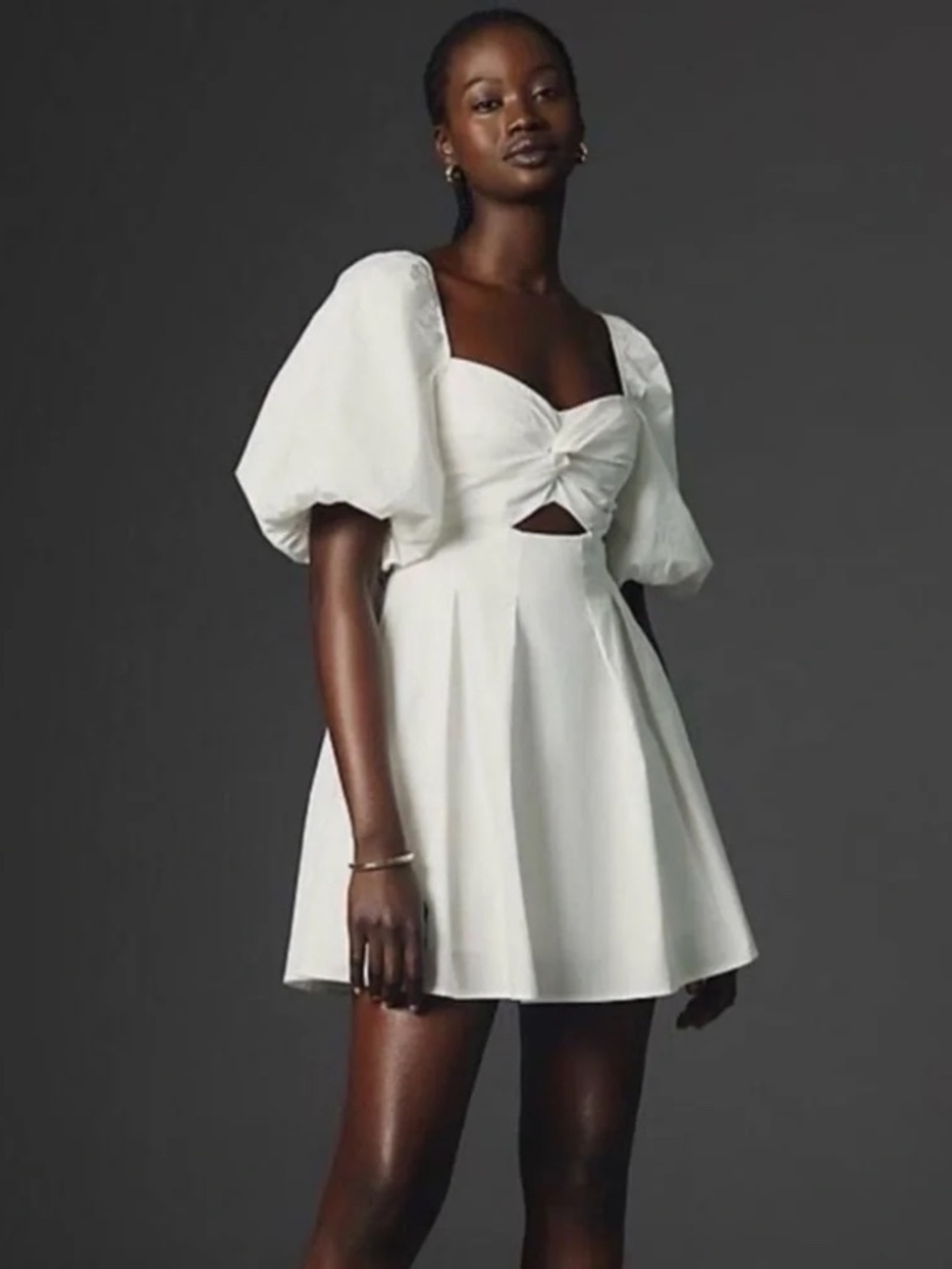 Moon River Puff Sleeve Mini Dress